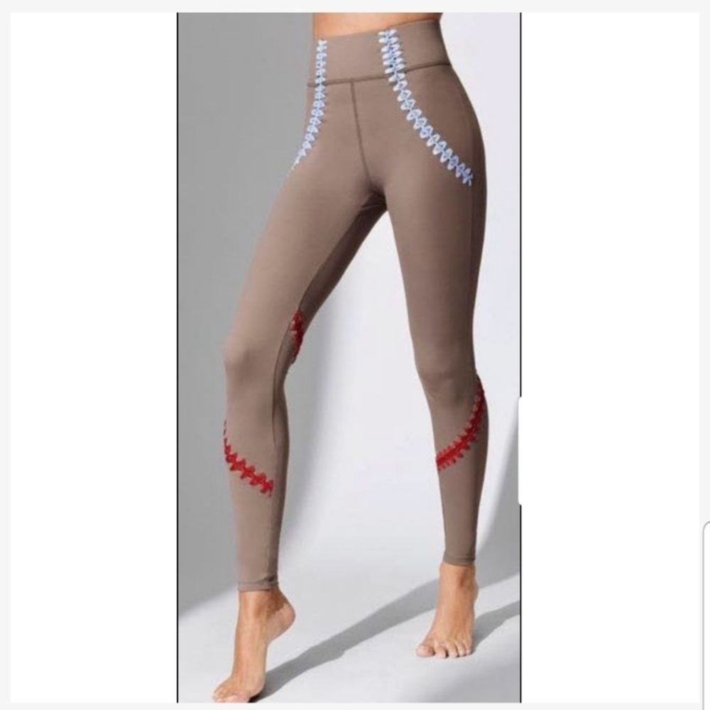 Carbon38 nude/grey crochet legging